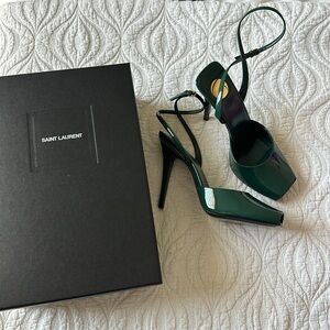 SAINT LAURENT La Scandale Patent Stiletto Sandals